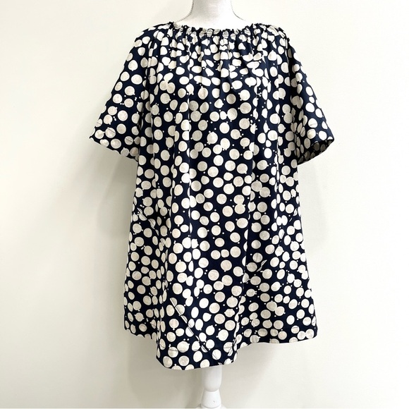 Free People navy blue polka dot 60’s parachute dress pockets open back XS - Picture 6 of 14